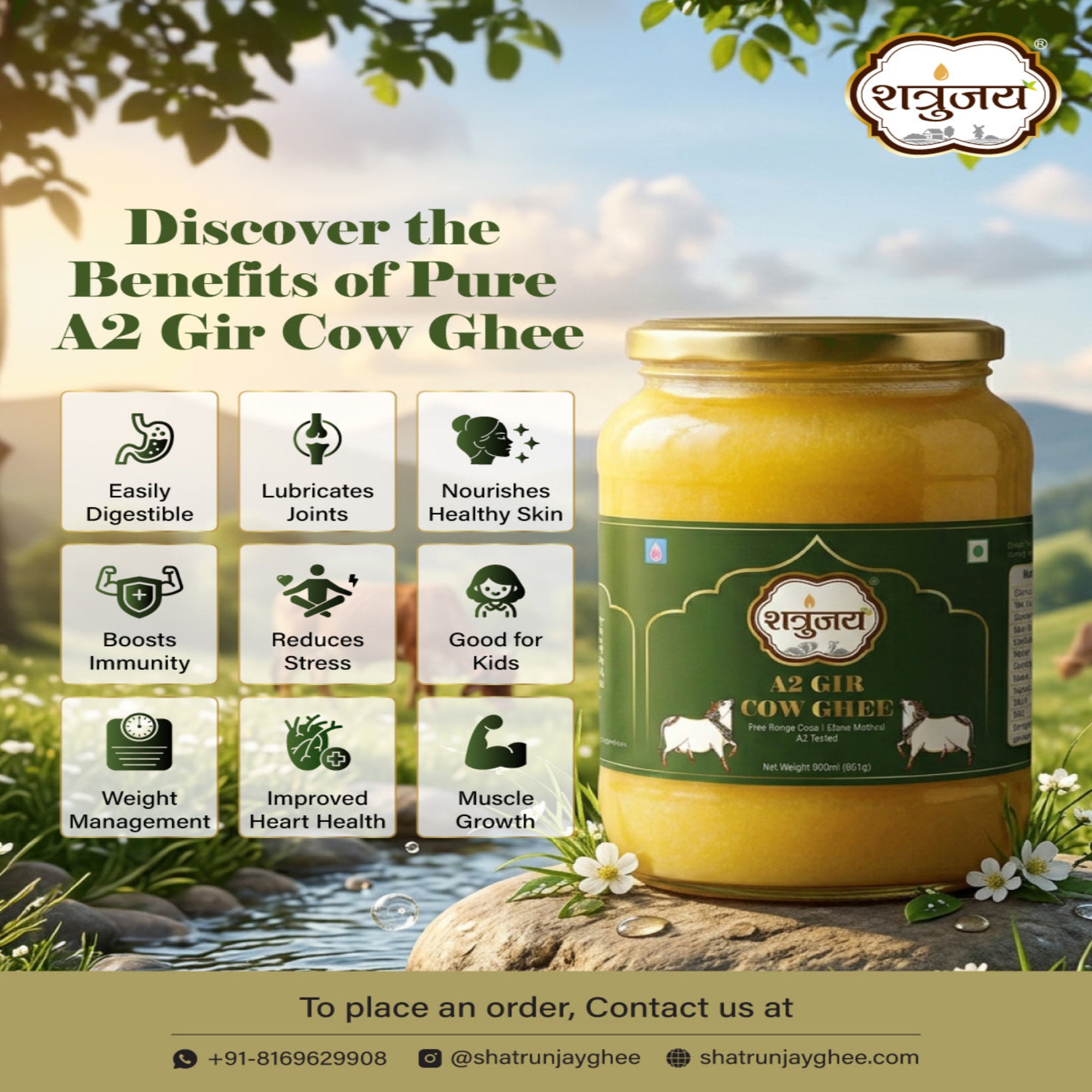 A2 Gir Cow Ghee 1 Litre - Bilona Method