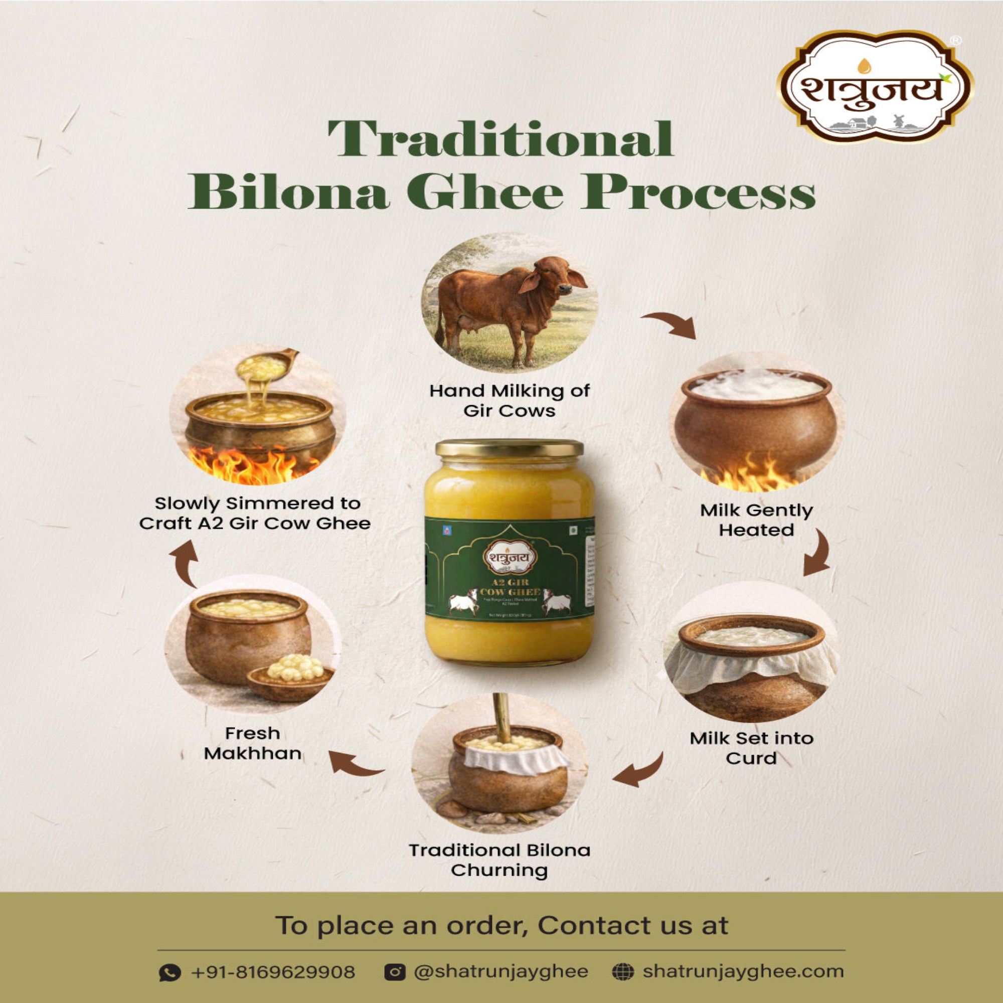 A2 Gir Cow Ghee 1 Litre - Bilona Method